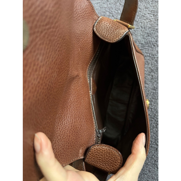 Auth CELINE Round Logo Shoulder bag Crossbody Bag Brown Leather - Picture 5 of 8